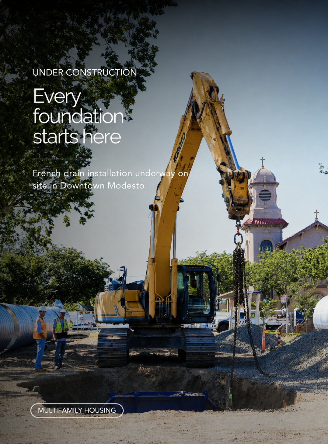 French drain and infrastructure installation at Seventh Street Village