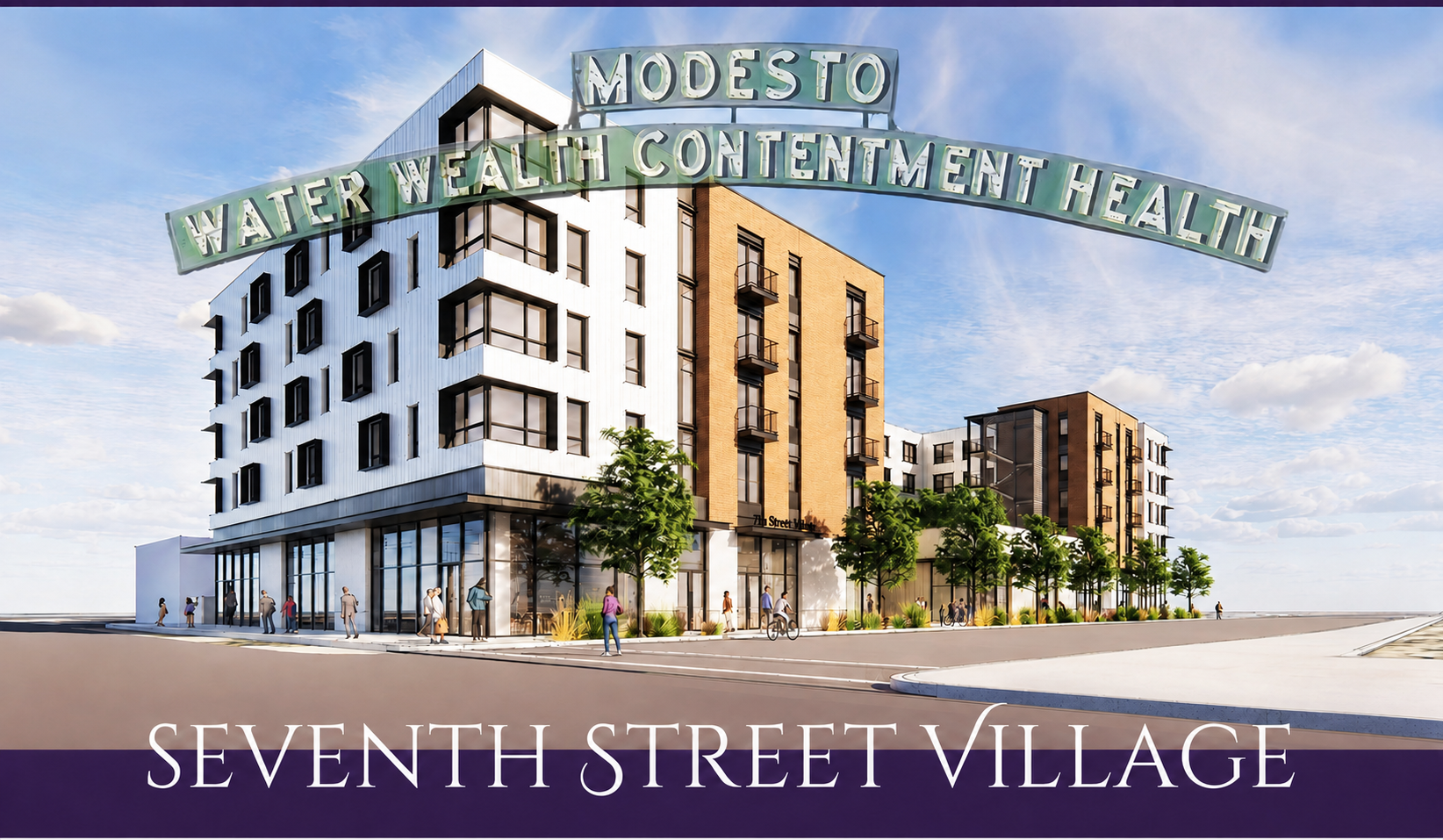 Architectural rendering of Seventh Street Village in Downtown Modesto